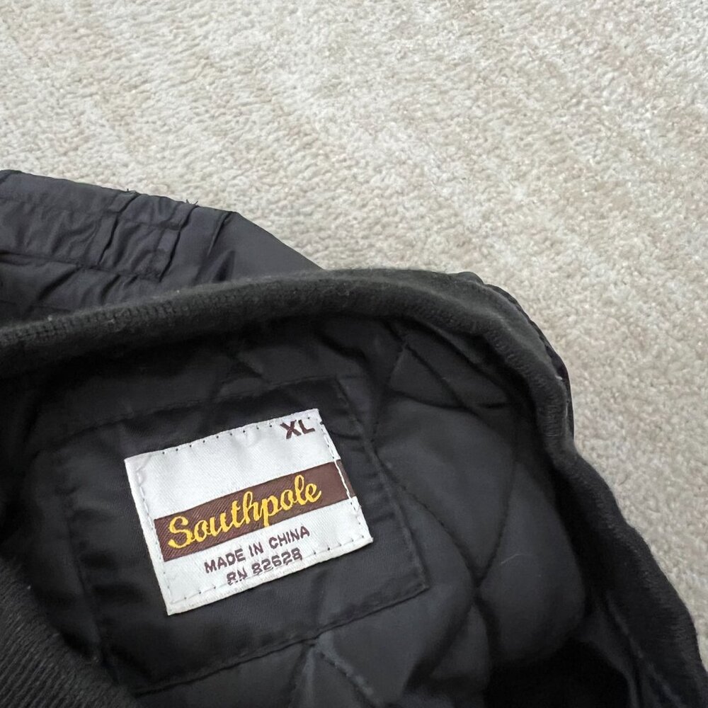 Y2K South Pole Zip Up Black Gold Bomber Jacket XL - Picture 2 of 14